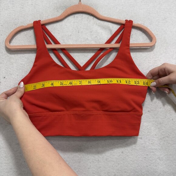 Lululemon Sports Bra Womens 10 Red Longline Strappy Crossback Yoga Top LW2AV0S - Picture 2 of 7